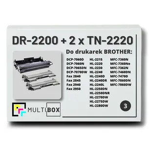 3-PAK Multibox 2x Toner + 1x Bęben do BROTHER TN2220 DR2200 zamiennik