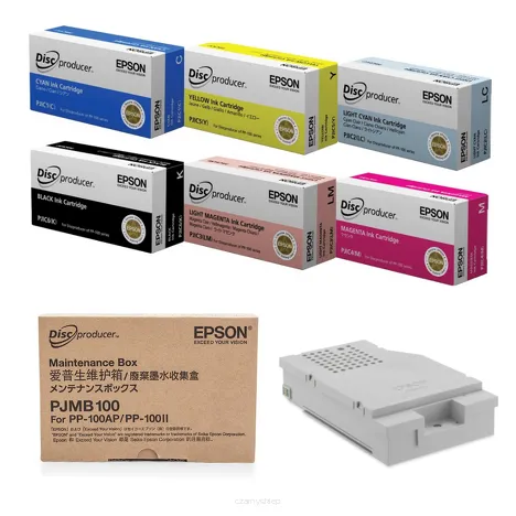 Epson tusz oryginalny PJIC1 PJIC2 PJIC3 PJIC4 PJIC5 PJIC6 6-pak + pojemnik na tusz PJMB100