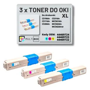 Toner do OKI C510 C511 MC562 3-pak XL cyan/magenta/yellow zamiennik Multibox