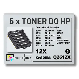 5-PAK Multibox Toner do HP Q2612X 12X 1010 1012 zamiennik