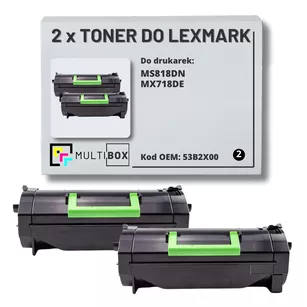 2-pak Toner do LEXMARK MS818 MX718 53B2X00 2x45.0K Multibox zamiennik