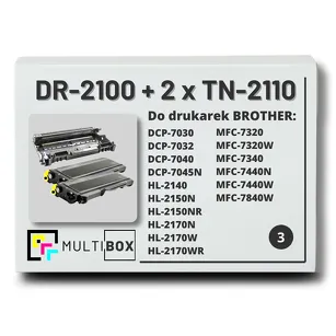 2x Toner do BROTHER TN-2110 + 1x Bęben DR-2100 3-pak Multibox zamiennik