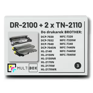 2x Toner do BROTHER TN2110 + 1x Bęben DR2100 3-pak Multibox zamiennik