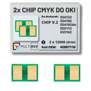 2-pak zestaw Chipów V.2 do OKI ES4132 ES4192 ES5112 ES5162 45807116 2x12,0K Multibox