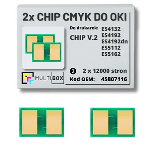 2-PAK Multibox zestaw Chipów V.2 do OKI ES4132 ES4192 ES5112 ES5162 45807116 2x12,0K