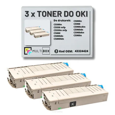 3-PAK Multibox Toner do OKI C5800 C5900 43324424 black zamiennik