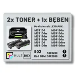 3-PAK Multibox 2x Toner + 1x Bęben do LEXMARK MS310 MS410 MS510 502 50F2000 50F0Z00 2x1.5K/60.0K zamiennik - 2