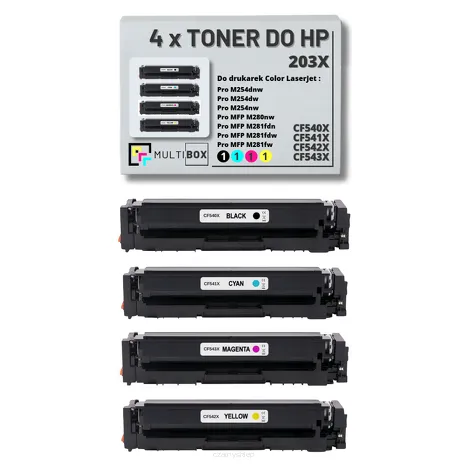 4-PAK Multibox Toner do HP 203X CMYK CF540X CF541X CF542X CF543X zamiennik