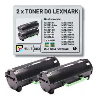 2-pak Toner do LEXMARK MS321 MS421 MS521 MS621 MX321 MX421 MX521 56F0HA0 2x15.0K Multibox zamiennik