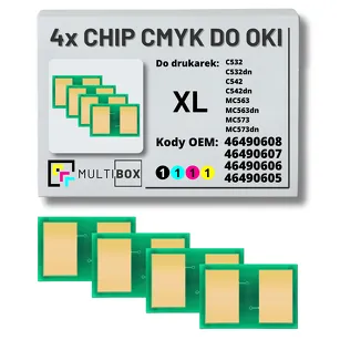 4-PAK Multibox zestaw Chipów CMYK do OKI C532 C542 MC563 MC573 XL 7,0K/3x6,0K