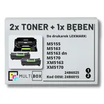 3-PAK Multibox 2x Toner + 1x Bęben do LEXMARK M5155 XM5163 24B6015 24B6025 2x35.0K/100.0K zamiennik - 2