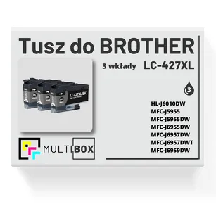 3-PAK Multibox Tusz do BROTHER LC427XLBK black zamiennik
