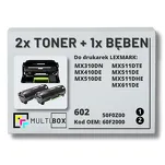 3-PAK Multibox 2x Toner + 1x Bęben do LEXMARK MX310 MX410 MX510 602 60F2000 50F0Z00 2x2.5K/60.0K zamiennik - 2