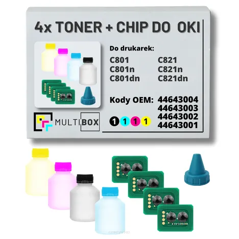 4-PAK Multibox Tonery + chipy do OKI C801 C821 4x7,0K