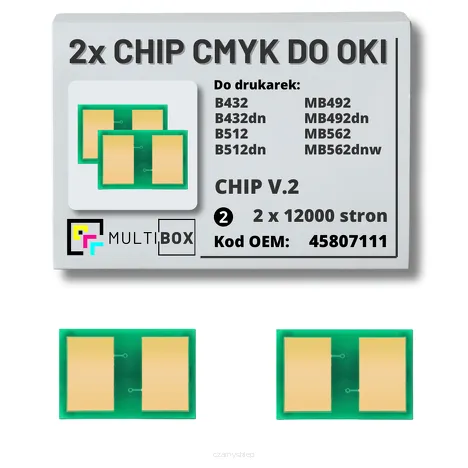 2-PAK Multibox zestaw Chipów V.2 do OKI B432 B512 MB492 MB562 45807111 2x12,0K