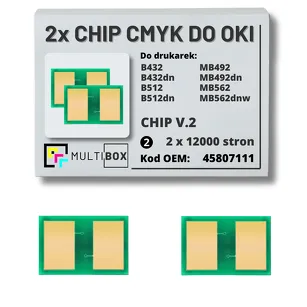 2-PAK Multibox zestaw Chipów V.2 do OKI B432 B512 MB492 MB562 45807111 2x12,0K