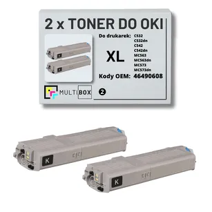2-PAK Multibox Toner do OKI C532 MC563 46490608 XL black zamiennik