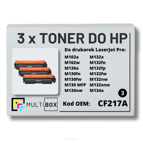 3-PAK Multibox Toner do HP CF217A 17A M102 M130 Zamiennik