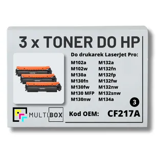 3-PAK Multibox Toner do HP CF217A 17A M102 M130 Zamiennik