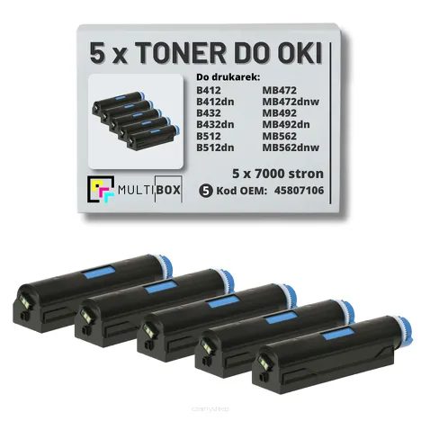 5-PAK Multibox Toner do OKI B412 B432 B512 MB472 MB492 MB562 45807106 zamiennik