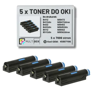 5-PAK Multibox Toner do OKI B412 B432 B512 MB472 MB492 MB562 45807106 zamiennik