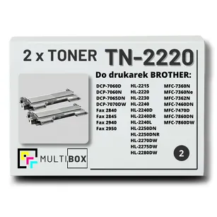 2-PAK Multibox Toner do BROTHER TN2220 zamiennik