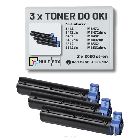 Toner do OKI B412 B432 B512 MB472 MB492 MB562 45807102 3- pak zamiennik Multibox