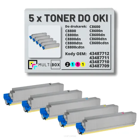 Toner do OKI C8600 C8800 5-pak black/cyan/magenta/yellow zamiennik Multibox