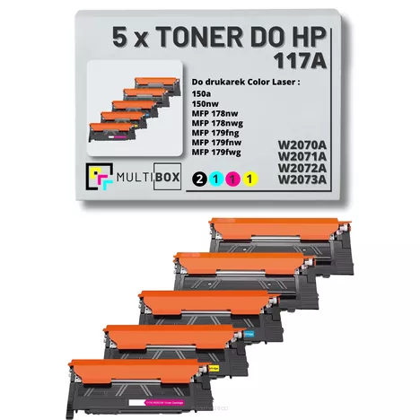 Toner do HP 117A 5-pak CMYK W2070A W2071A W2072A W2073A zamiennik Multibox Z CHIPEM