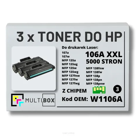3-PAK Multibox Toner do HP W1106A XXL Laser 106A 107a 135a 137wg 138fw zamiennik