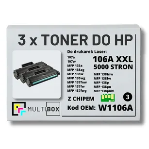 3-PAK Multibox Toner do HP W1106A XXL Laser 106A 107a 135a 137wg 138fw zamiennik