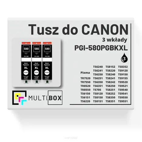 Tusz do CANON PGI-580PGBKXL 3-pak black pigment zamiennik Multibox