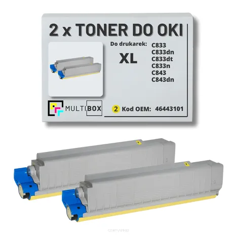 2-PAK Multibox Toner do OKI C833 C843 46443101 XL yellow zamiennik