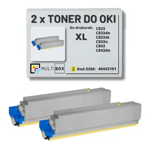 2-PAK Multibox Toner do OKI C833 C843 46443101 XL yellow zamiennik