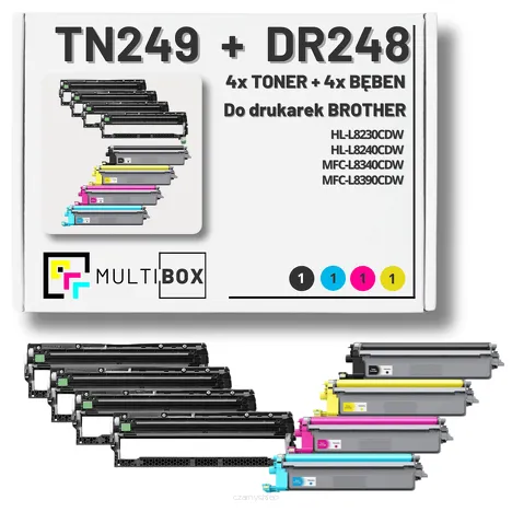 8-PAK Multibox 4x Toner do Brother TN249 + 4x Bęben do BROTHER DR248CL CMYK zamiennik