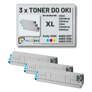 Toner do OKI C834 C844 3-pak XL cyan/magenta/yellow zamiennik Multibox