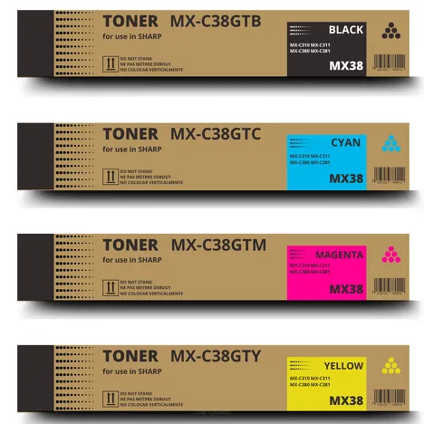 4 X Toner do Sharp MX-C38GTB MX-C38GTC MX-C38GTM MX-C38GTY CMYK zamiennik