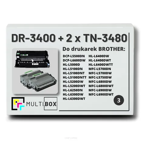 3-PAK Multibox 2x Toner + 1x Bęben do BROTHER TN3480 DR3400 zamiennik