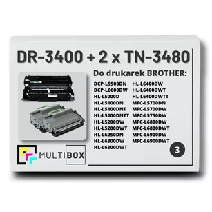 2x Toner do BROTHER TN3480 + 1x Bęben DR3400 3-pak Multibox zamiennik