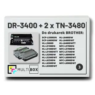 3-PAK Multibox 2x Toner + 1x Bęben do BROTHER TN3480 DR3400 zamiennik