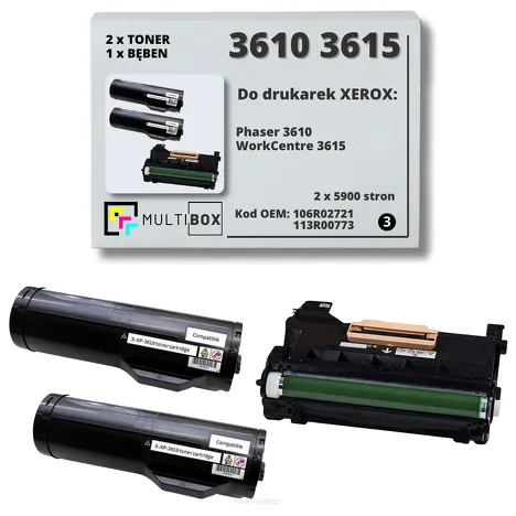 3-PAK Multibox 2x Toner + 1x Bęben do XEROX 3610 3615 106R02721 113R00773 2x5.9K/85.0K zamiennik
