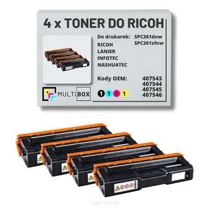 4-pak toner do RICOH SPC261 407543 407544 407545 407546 zamiennik Multibox