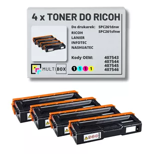 4-pak toner do RICOH SPC261 407543 407544 407545 407546 zamiennik Multibox