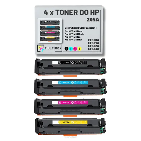 4-PAK Multibox Toner do HP 205A CMYK CF530A CF531A CF532A CF533A zamiennik