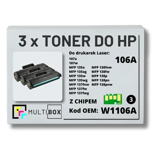 3-PAK Multibox Toner do HP W1106A Laser 106A 107a 135a 137wg 138fw zamiennik