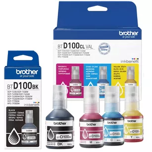 BROTHER tusz BTD100CLVAL + BTD100BK oryginalny CMYK 108 + 3x 48.8ml 4-pak