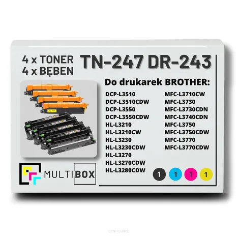 8-PAK Multibox 4x Toner do Brother TN247 + 4x Bęben do BROTHER DR243CL CMYK zamiennik