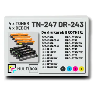 8-PAK Multibox 4x Toner do Brother TN247 + 4x Bęben do BROTHER DR243CL CMYK zamiennik