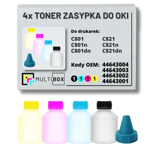 4-PAK Multibox Tonery zasypki do OKI C801 C821 4x7,0K