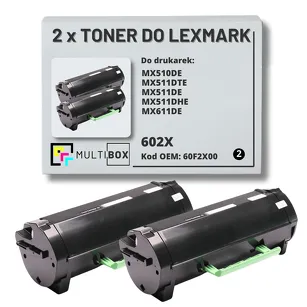 2-PAK Multibox Toner do LEXMARK MX510 MX610 602X 60F2X00 2x20.0K zamiennik